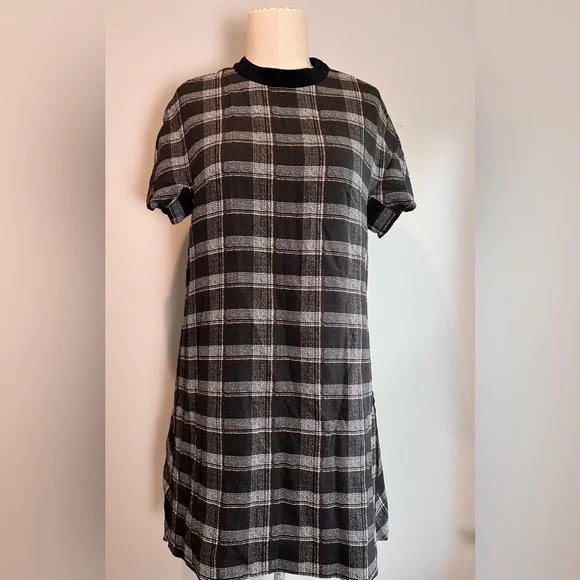 Proenza Schouler | Dresses | Proenza Schouler Brown Black Plaid Short  Sleeve Mini Dress Sz 6 | Poshmark